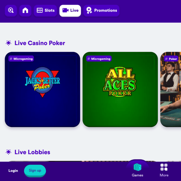 Casumo Casino live baccarat