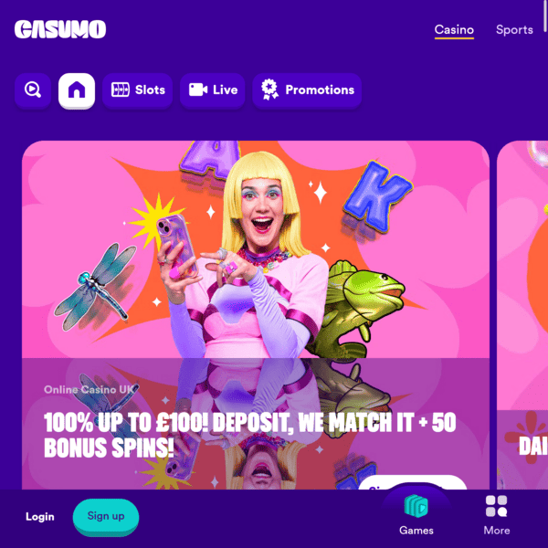 Casumo Casino homepage bonus