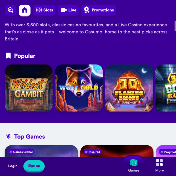 Casumo Casino popular games